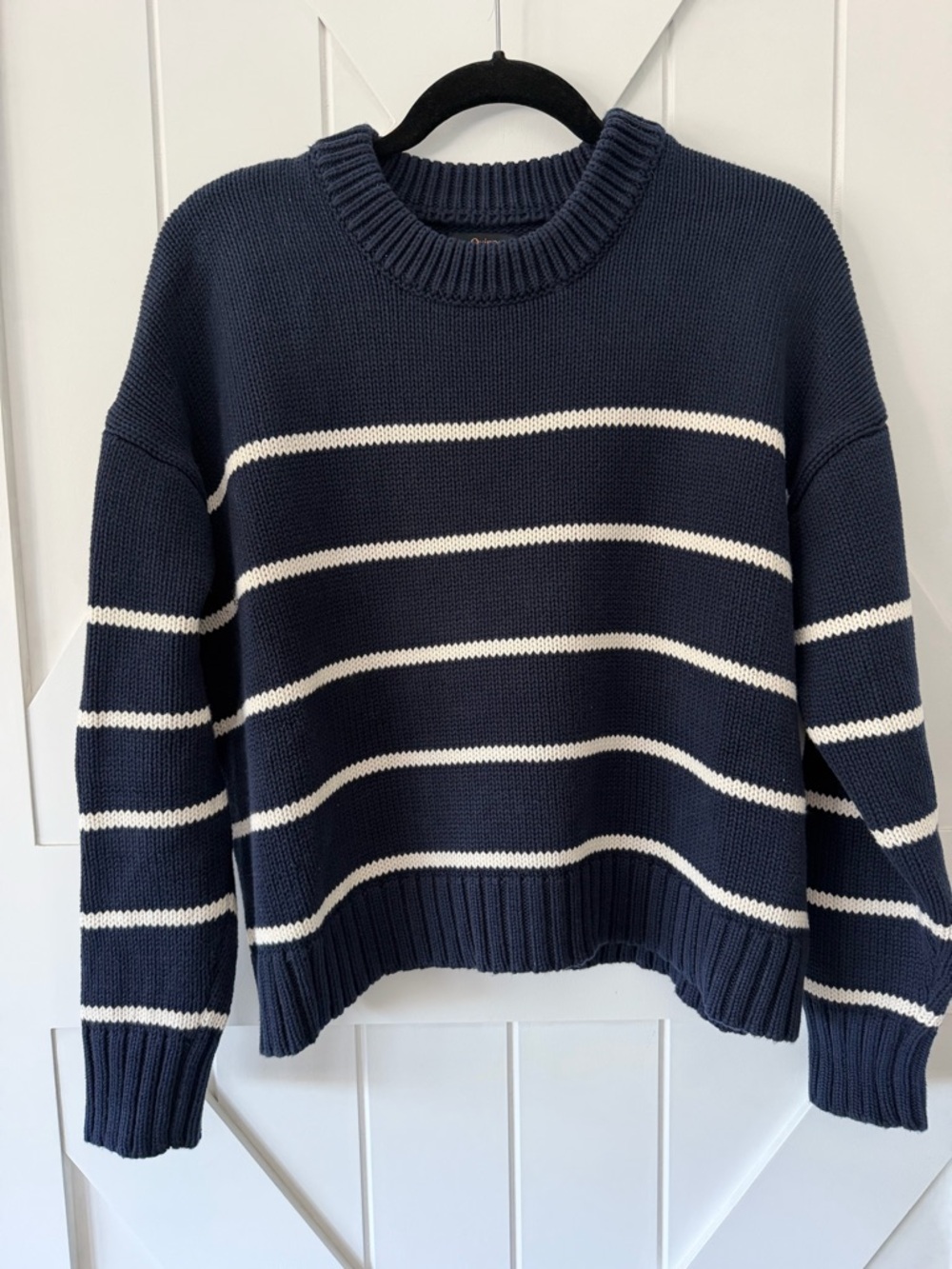 Quince Navy and White Stripe Crewneck Sweater - Picture 2 of 8